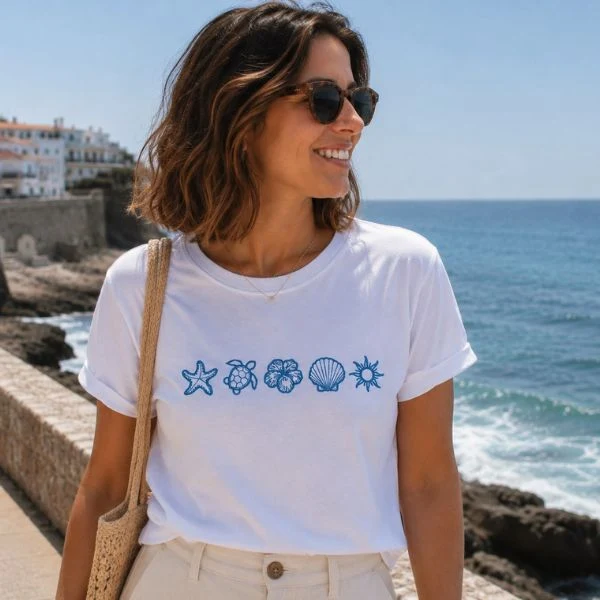 T-SHIRT DE SENHORA COM BORDADO "ALMAR" | CONFORTO COM ALMA DE VERÃO - Image 3